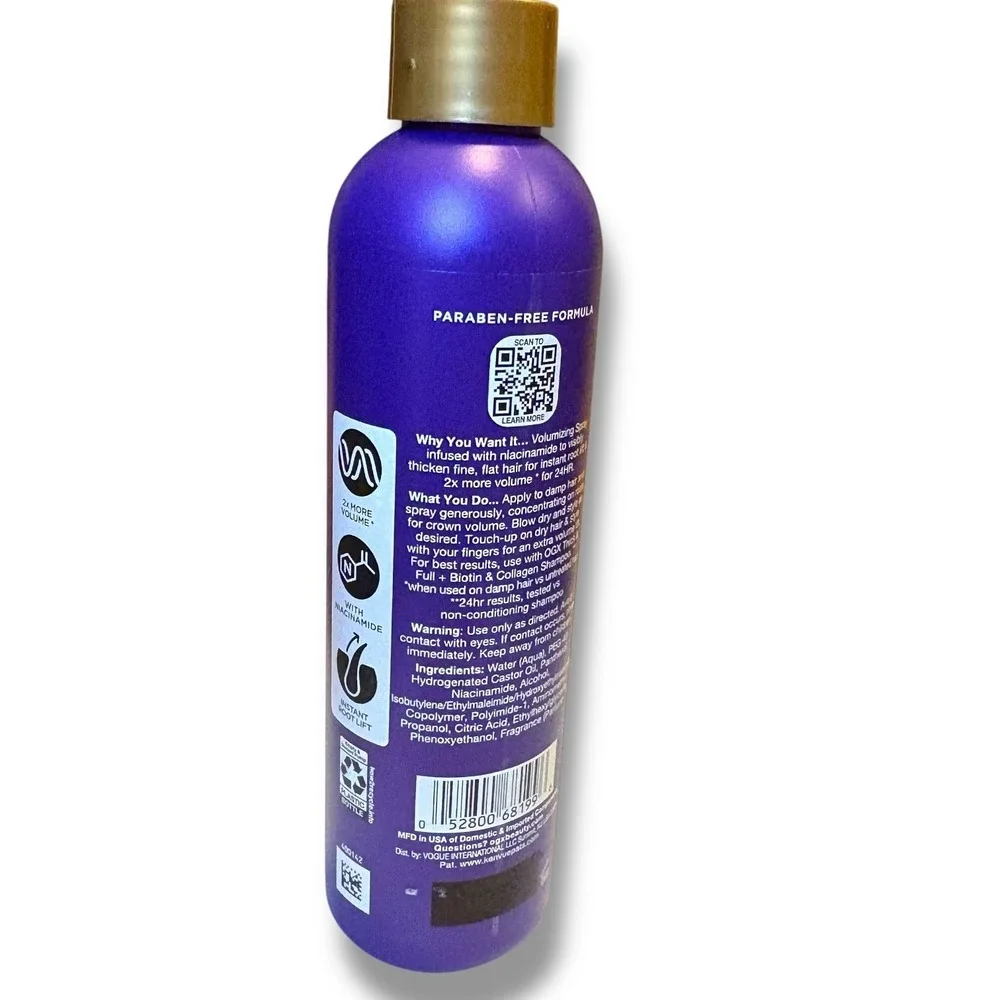 OGX‎ Niacinamide Volumizing Spray  Root Lift Light Hold 7.9 fl oz BUNDLE of 2
